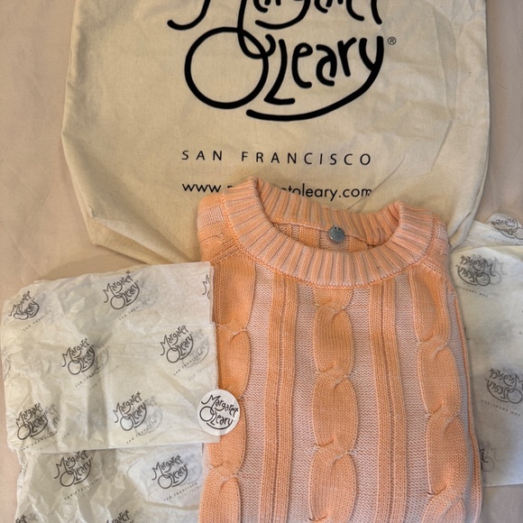NWT Margaret O’Leary Cable Knit Crewneck Sweater – Peach, Size S - Picture 6 of 13